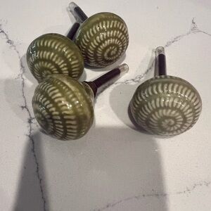 Set of Green Ceramic Drawer Knobs
